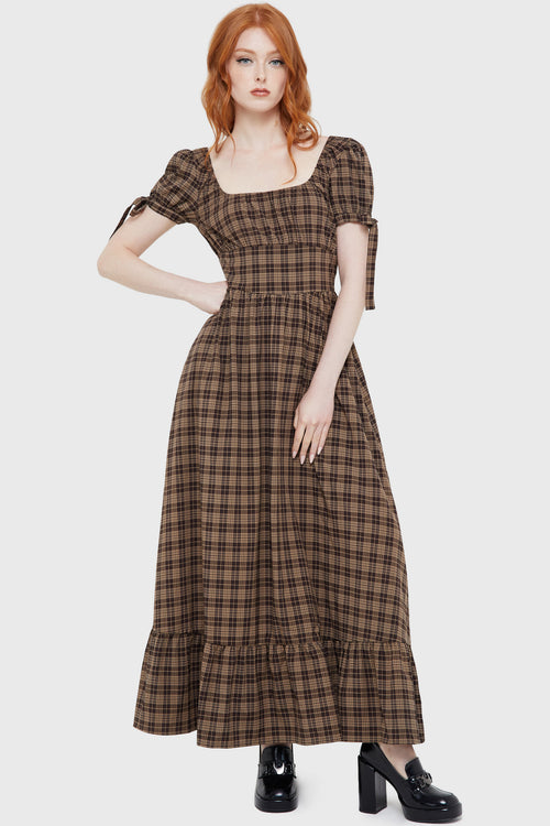 Killstar Grim Gretchen Dress [BROWN TARTAN] Brown Tartan
