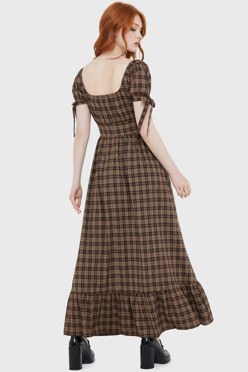 Killstar Grim Gretchen Dress [BROWN TARTAN] Brown Tartan