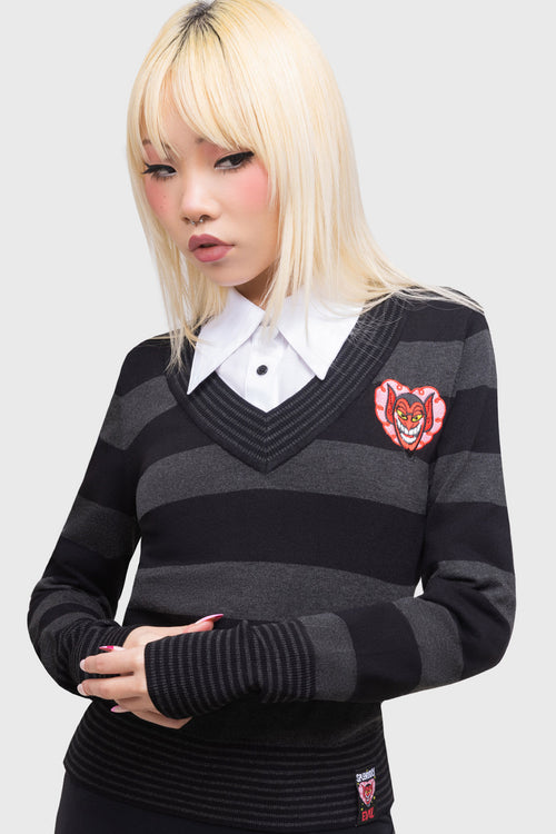 Killstar His Infernal Majesty Knitted Top Black/Grey