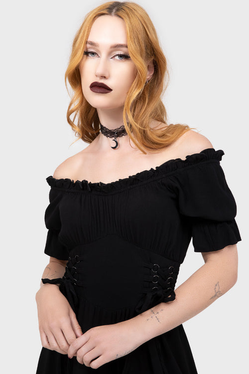 Killstar Jocasta Maxi Dress Short Sleeve [BLACK] Black