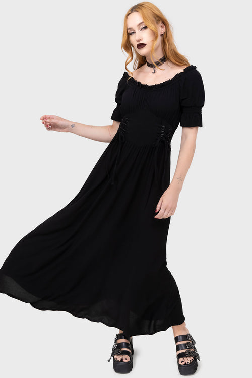 Killstar Jocasta Maxi Dress Short Sleeve [BLACK] Black