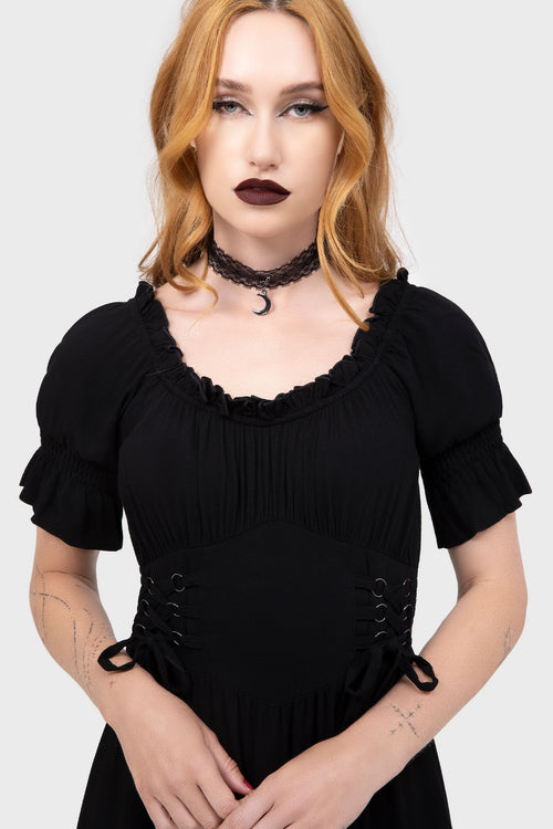 Killstar Jocasta Maxi Dress Short Sleeve [BLACK] Black