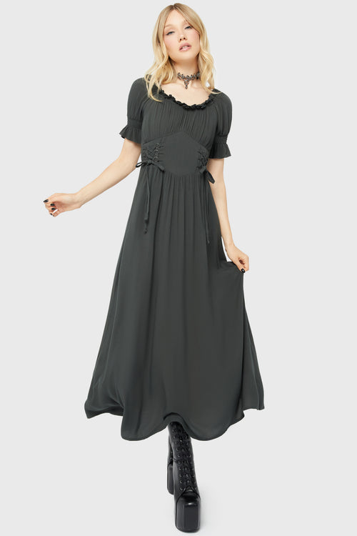 Killstar Jocasta Maxi Dress Short Sleeve [GREEN] Green