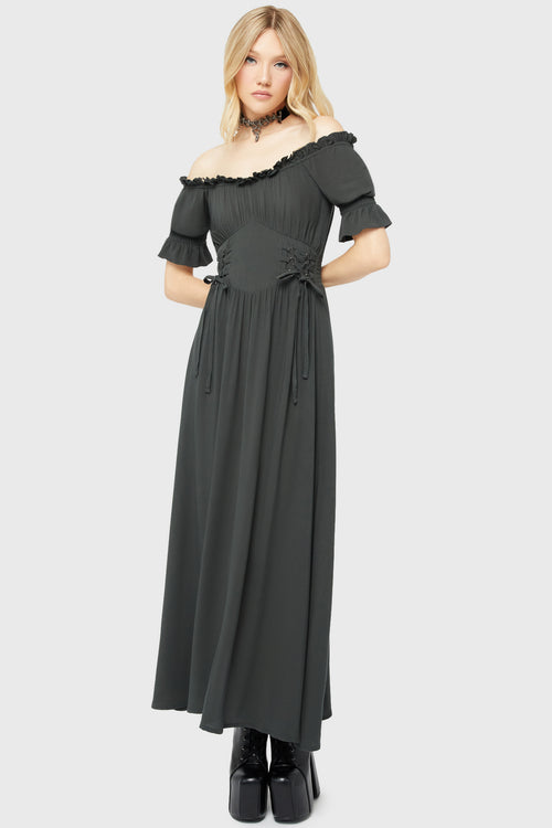 killstar Jocasta Maxi Dress Short Sleeve [GREEN] Green