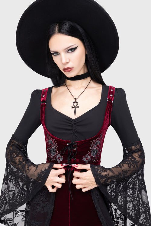 killstar A Devil's Rose Underbust Corset Top Red
