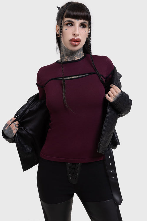 killstar Abyssal Elegy Knitted Top Red
