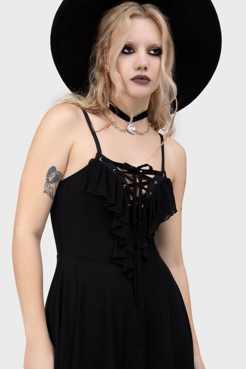 Killstar Anshee Lace-Up Dress Black