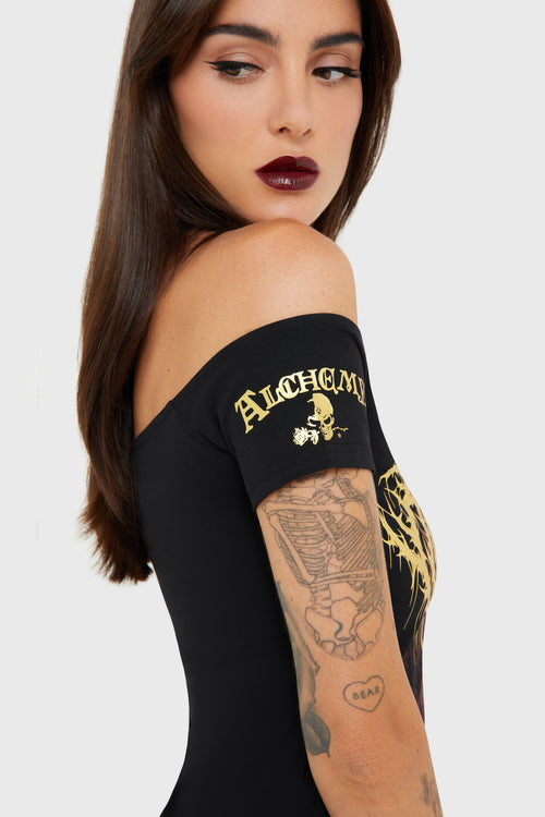 Killstar Arcane Rituals Mini Dress Black/Red