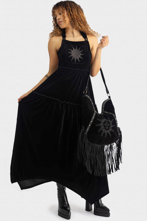 killstar Ascended Maxi Pinafore Dress Black