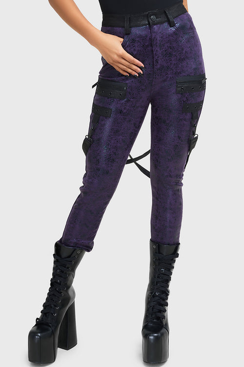 Killstar Asmodea Trousers Black/Purple
