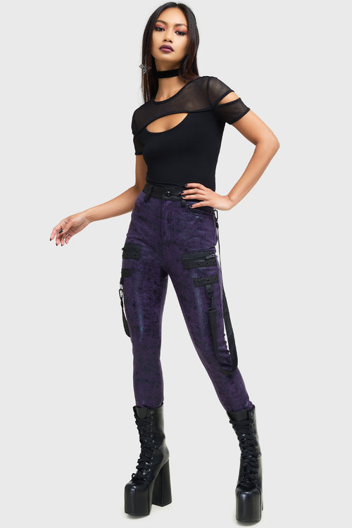 Killstar Asmodea Trousers Black/Purple