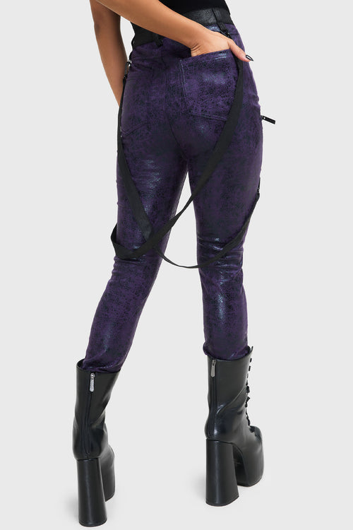 Killstar Asmodea Trousers Black/Purple