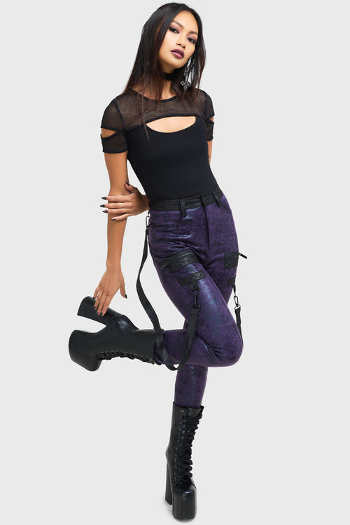 killstar Asmodea Trousers Black/Purple