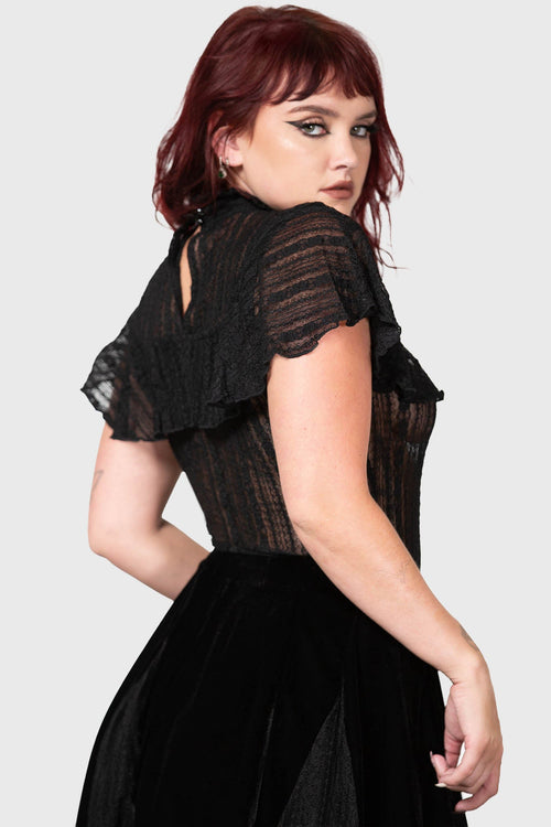 Killstar Atala's Night Lace Top Black