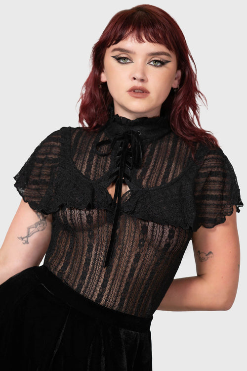 Killstar Atala's Night Lace Top Black