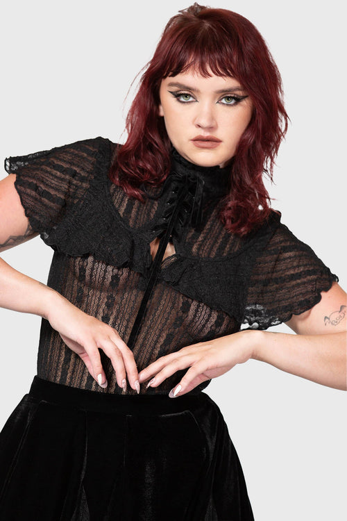 killstar Atala's Night Lace Top Black