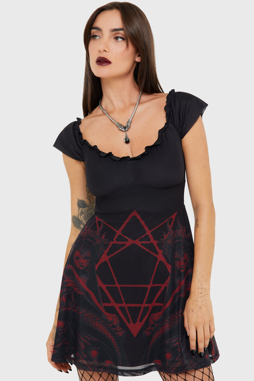 Killstar Atargatis Mini Dress Black/Red