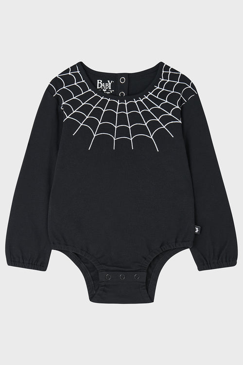 killstar Baby Spider Long Sleeved Bodysuit Black