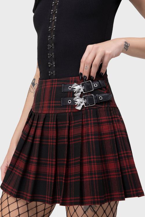 Killstar Bat Girl Skirt [TARTAN] Red Tartan