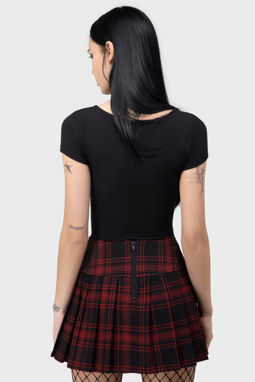 Killstar Bat Girl Skirt [TARTAN] Red Tartan