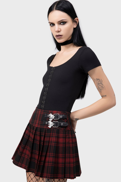 killstar Bat Girl Skirt [TARTAN] Red Tartan