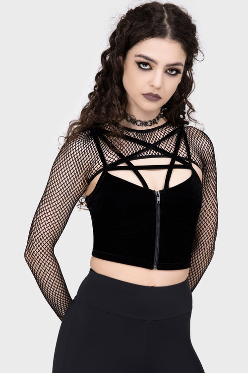Killstar Bite Me Fishnet Bolero [B] Black