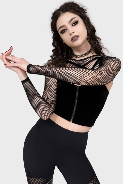 killstar Bite Me Fishnet Bolero [B] Black