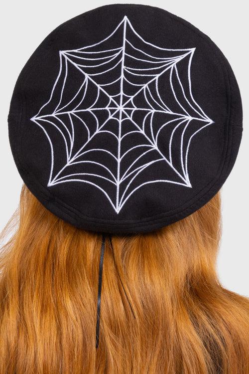 Killstar Black Widow Beret Hat Black