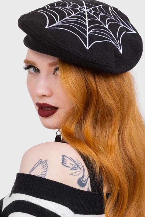 Killstar Black Widow Beret Hat Black