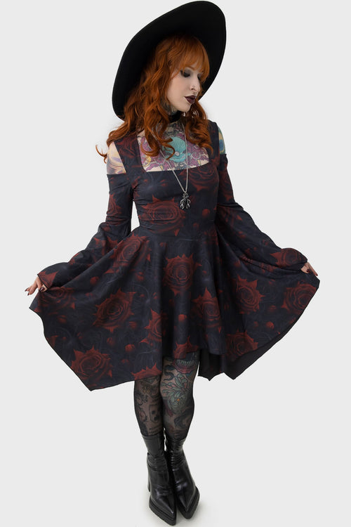 Killstar Blood Rose Mini Dress Black/Red