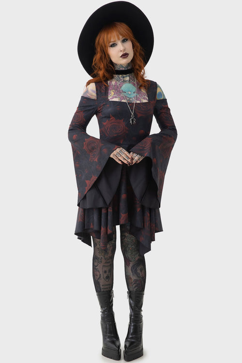 Killstar Blood Rose Mini Dress Black/Red