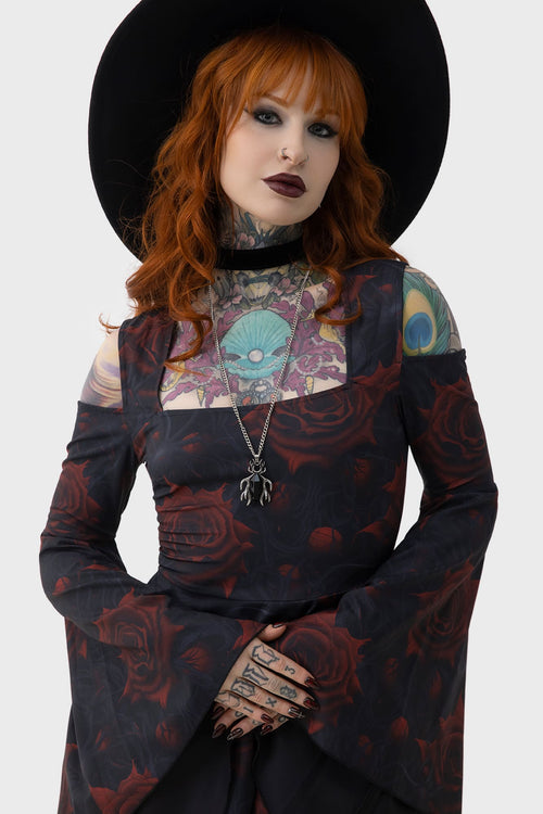 Killstar Blood Rose Mini Dress Black/Red