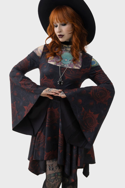 killstar Blood Rose Mini Dress Black/Red