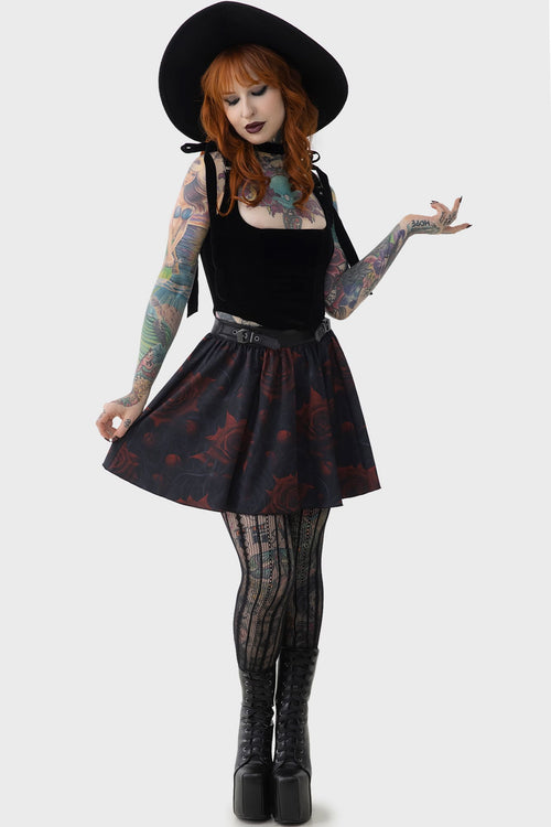 Killstar Blood Rose Skirt Black/Red