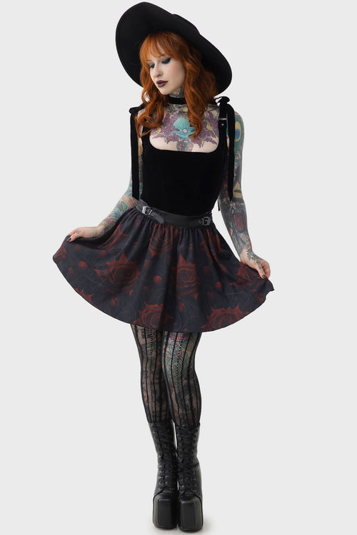 killstar Blood Rose Skirt Black/Red