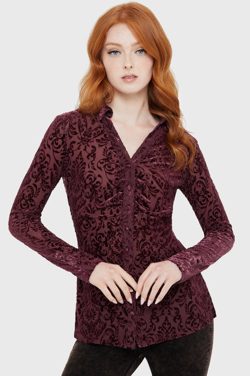 killstar Blood Whisper Mesh Shirt Brown