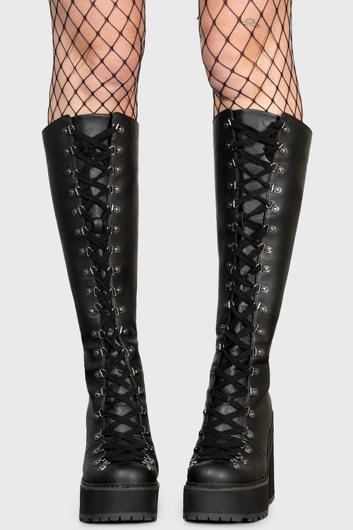 Killstar Bloodletting Knee-High Boots Black