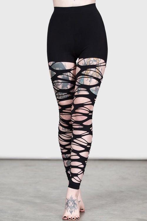 killstar Carved Up Slashed Tights Black