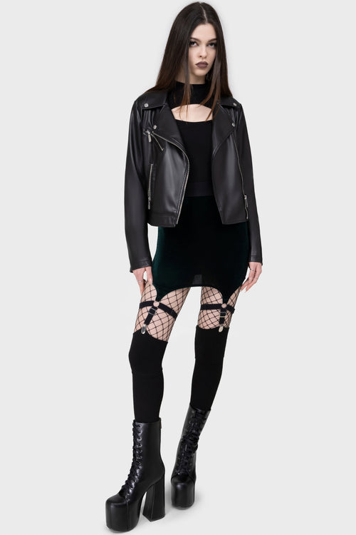 Killstar Cassandra Velvet Mini Skirt [EMERALD] Green