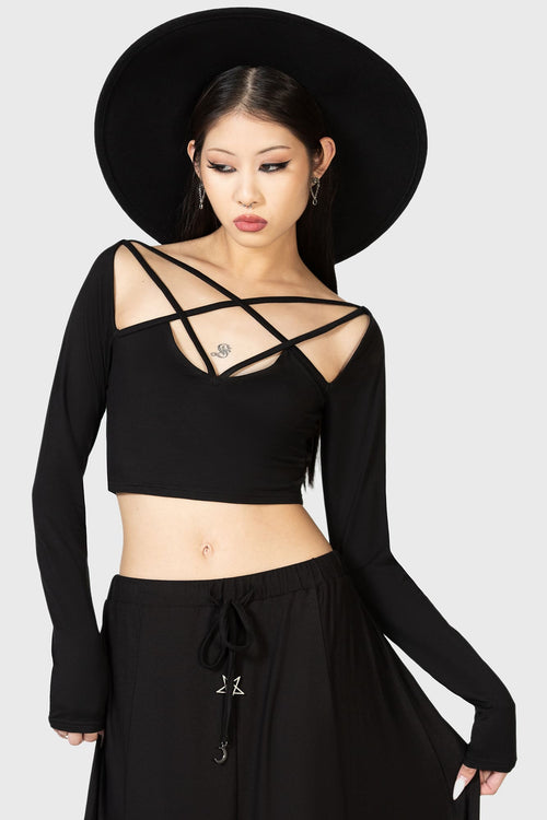 Killstar Celestial Night Crop Top Black