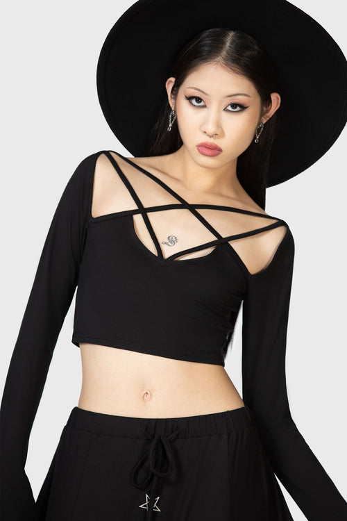 killstar Celestial Night Crop Top Black