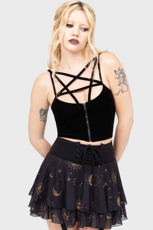 Killstar Celestial Yasumi Skirt Black/Gold