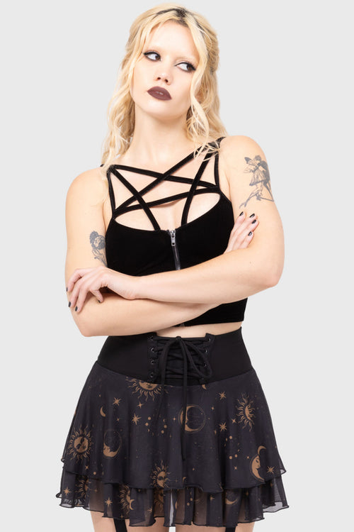 Killstar Celestial Yasumi Skirt Black/Gold