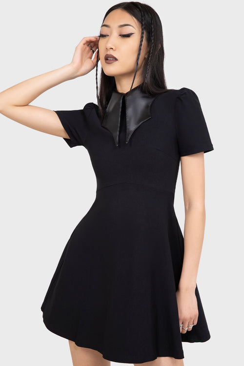 killstar Chapel Collar Dress Black