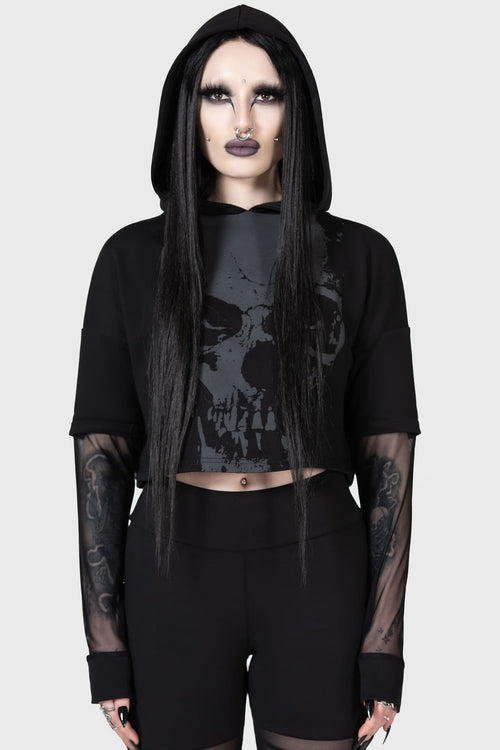 Killstar Chilled Bone Crop Hoodie Black