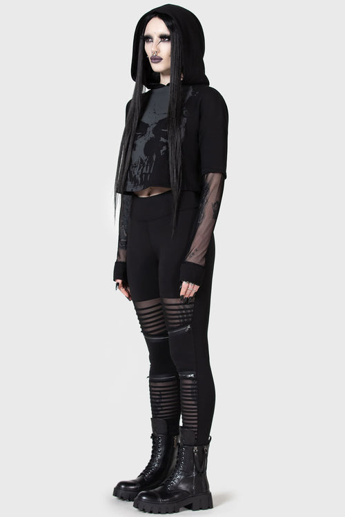 Killstar Chilled Bone Crop Hoodie Black