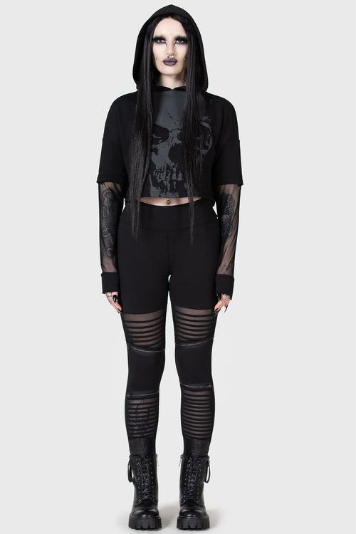 killstar Chilled Bone Crop Hoodie Black