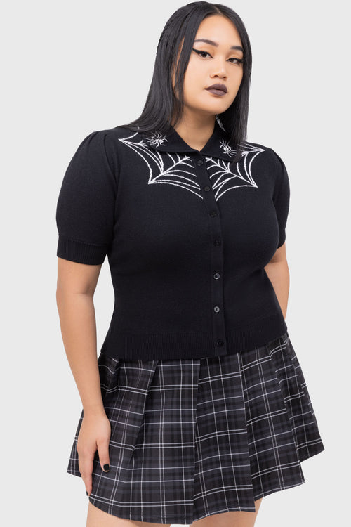 Killstar Cobweb Sally Cardigan Black/White