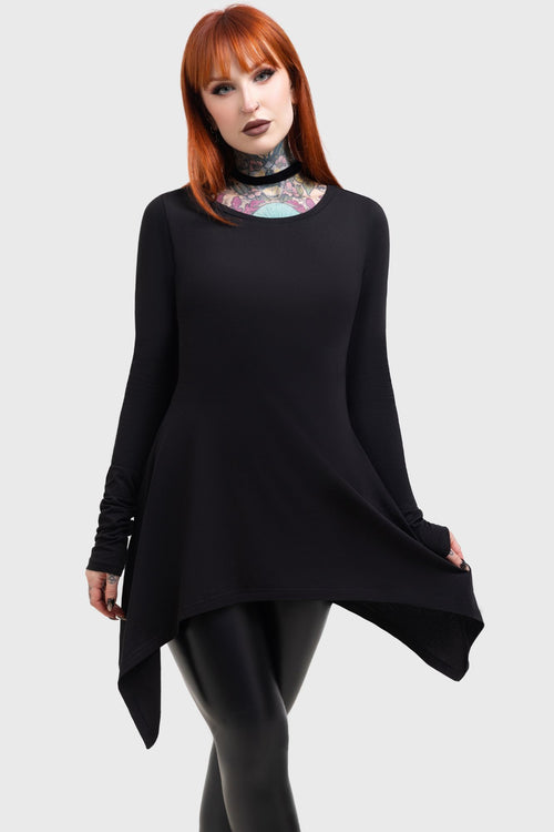 killstar Cora Long Sleeve Top Black