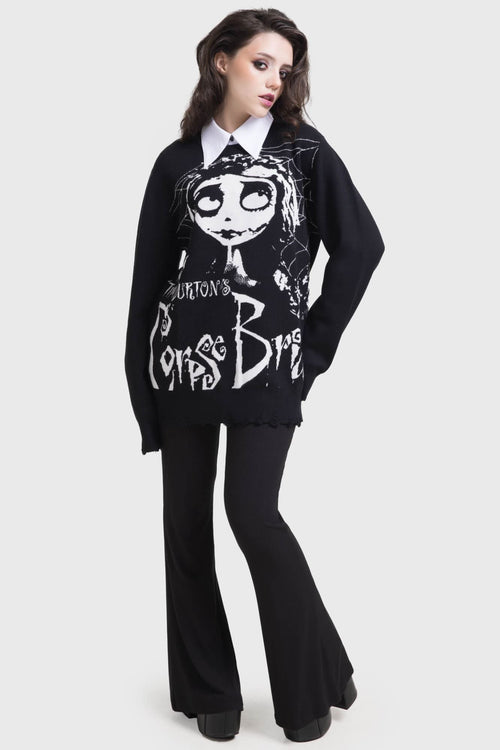 Killstar Corpse Bride Distressed Sweater Black